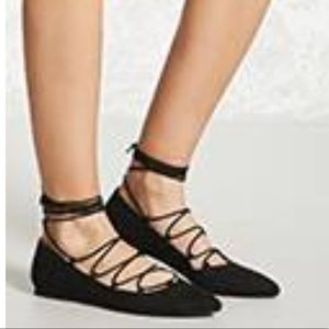 Forever 21 faux suede lace up flats